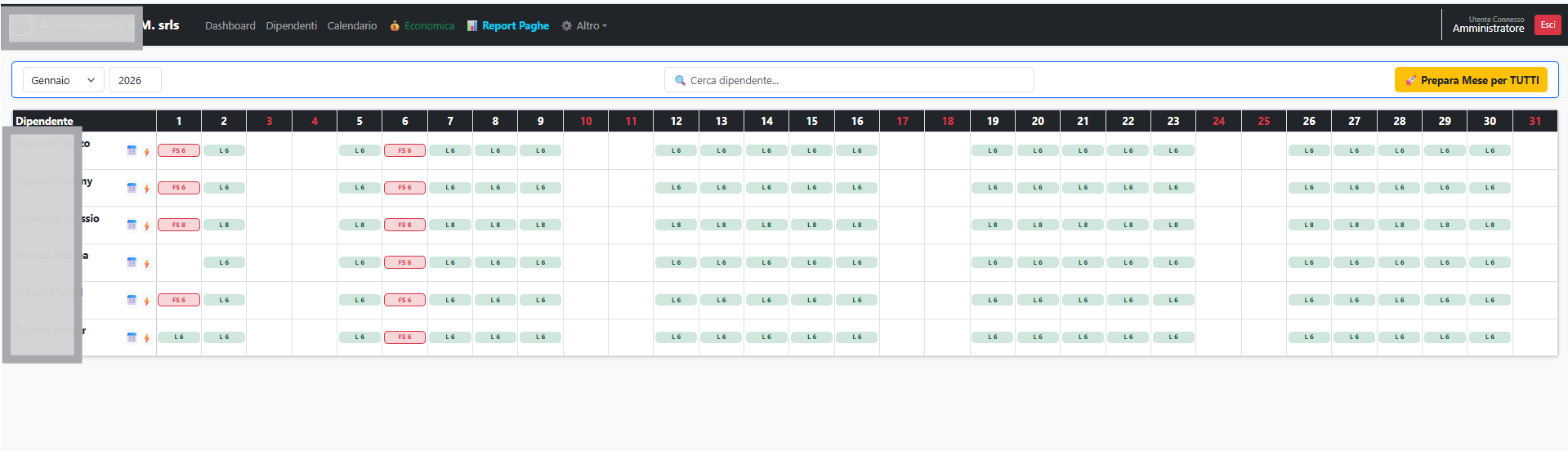 Calendario Presenze